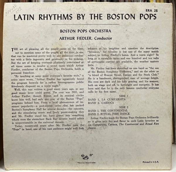 Andy Warhol Cover Art - The Boston Pops, Arthur Fiedler – Latin Rhythms - VG+ 7" EP Record 1952 RCA USA Vinyl - Classical - Shuga Records