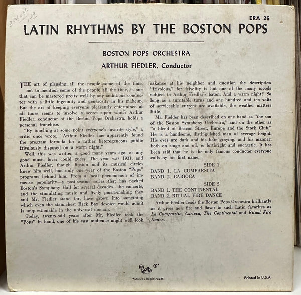 Andy Warhol Cover Art - The Boston Pops, Arthur Fiedler – Latin Rhythms - VG+ 7" EP Record 1952 RCA USA Vinyl - Classical