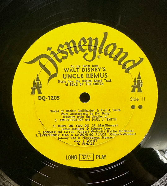 Various ‎– All The Songs From Walt Disney's Uncle Remus - Music From "Song Of The South" (1959) - VG LP Record 1963 Disneyland USA Original Vinyl - Soundtrack / Children's - Shuga Records