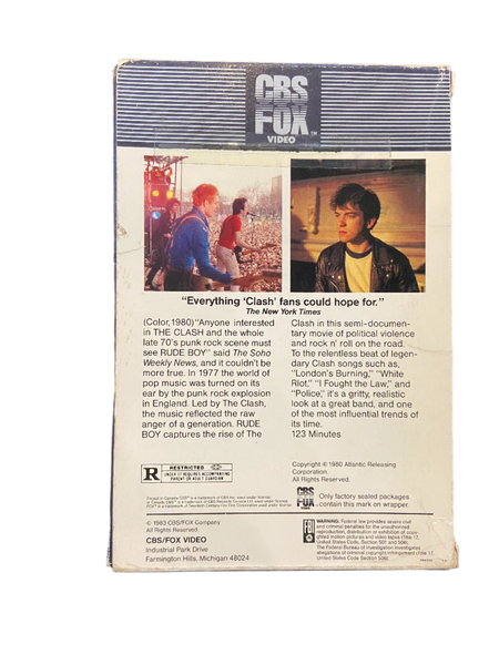 The Clash - Rude Boy - NM VHS CBS Fox Video Tape - Shuga Records