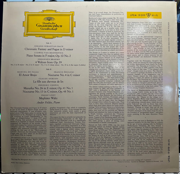 Andor Foldes – Piano Recital Andor foldes - Mint- LP Record 1962 Deutsche Grammophon Germany Mono Vinyl - Classical - Shuga Records