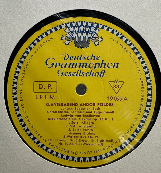 Andor Foldes – Piano Recital Andor foldes - Mint- LP Record 1962 Deutsche Grammophon Germany Mono Vinyl - Classical