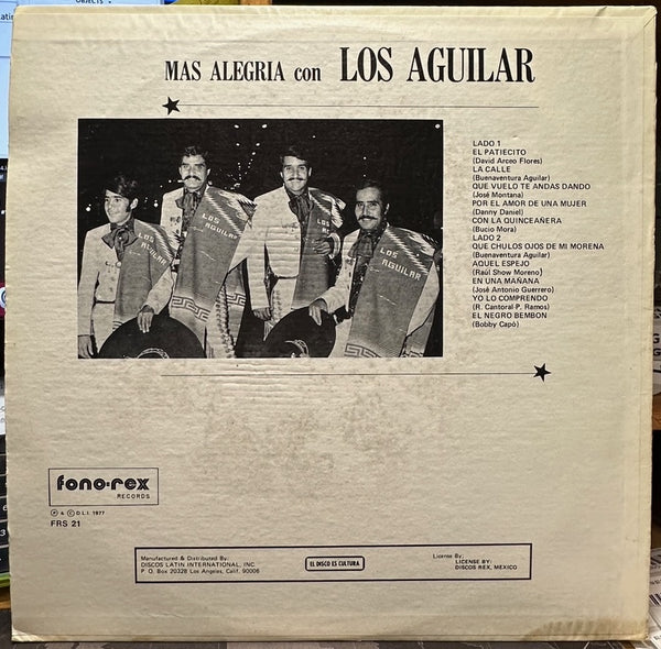 Los Aguilar - Mas Alegria - VG+ LP Record 1977 Fono-Rex USA Vinyl - Latin / Ranchera - Shuga Records