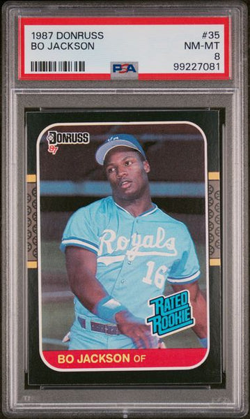 1987 BO JACKSON Donruss Rated Rookie Card #35 HOF Baseball PSA 8