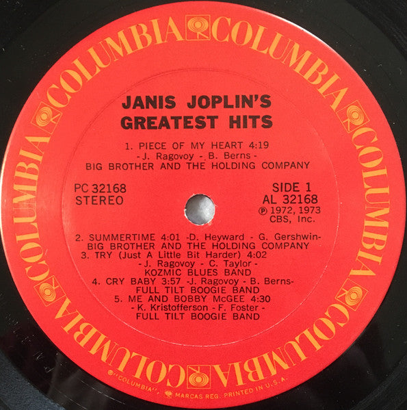 Janis Joplin - Janis Joplin's Greatest Hits (1973) - VG+ LP Record 1981 Columbia USA Vinyl - Classic Rock / Blues Rock