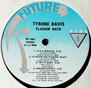 Tyrone Davis - Flashin' Back - VG+ LP Record 1988 Future USA Vinyl - Soul / Chicago - Shuga Records