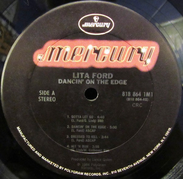 Lita Ford - Dancin' On The Edge - Mint- LP Record 1984 Mercury USA CRC Club Edition Vinyl - Hard Rock - Shuga Records