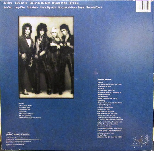 Lita Ford - Dancin' On The Edge - Mint- LP Record 1984 Mercury USA CRC Club Edition Vinyl - Hard Rock - Shuga Records