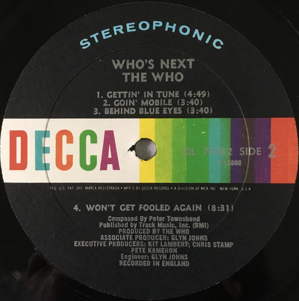 The Who - Who's Next - VG+ LP Record 1971 Decca USA Original Vinyl - Classic Rock / Hard Rock - Shuga Records