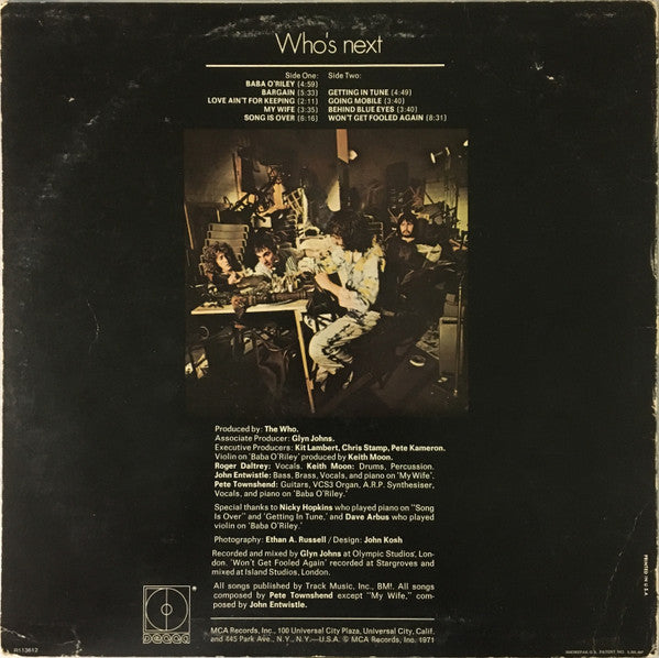 The Who - Who's Next - VG+ LP Record 1971 Decca USA Original Vinyl - Classic Rock / Hard Rock - Shuga Records