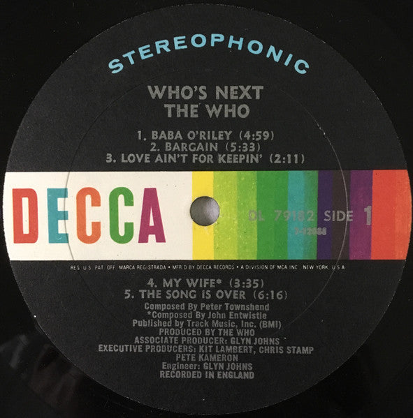 The Who - Who's Next - VG+ LP Record 1971 Decca USA Original Vinyl - Classic Rock / Hard Rock - Shuga Records