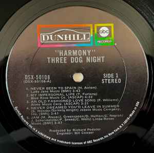 Three Dog Night - Harmony - Mint- LP Record 1971 ABC/Dunhill Vinyl - Soft Rock - Shuga Records