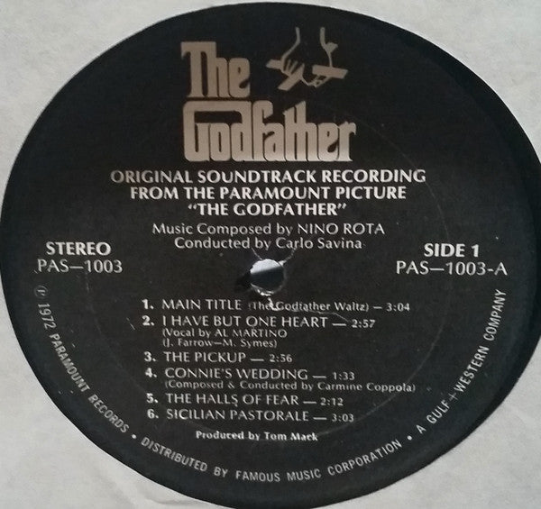 Nino Rota - The Godfather (Original Recording) - Mint- (VG cover) LP Record 1972 Paramount USA Original Unipack Vinyl - Soundtrack / Score - Shuga Records