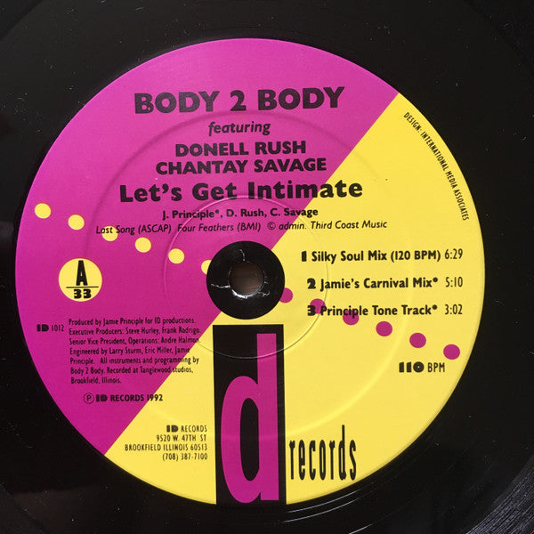 Body 2 Body Featuring Donell Rush & Chantay Savage - Let's Get Intimate - VG+ 12" Single Record 1992 ID USA Vinyl - Chicago House - Shuga Records