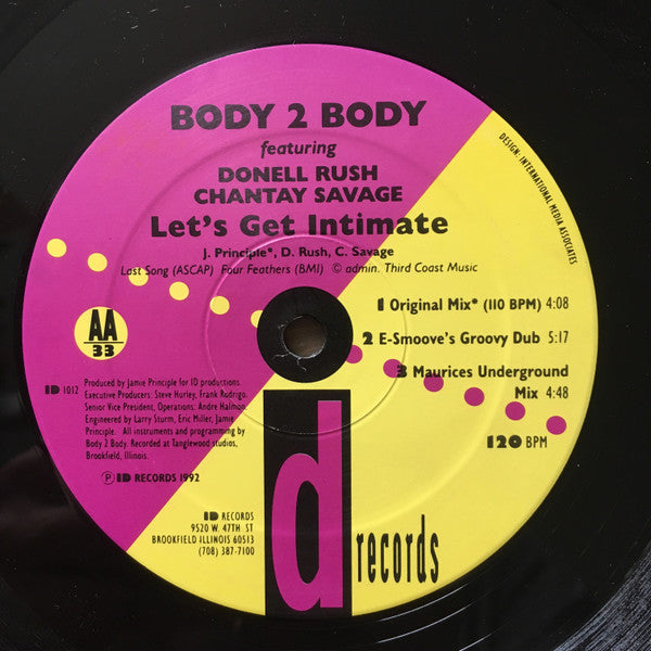 Body 2 Body Featuring Donell Rush & Chantay Savage - Let's Get Intimate - VG+ 12" Single Record 1992 ID USA Vinyl - Chicago House - Shuga Records