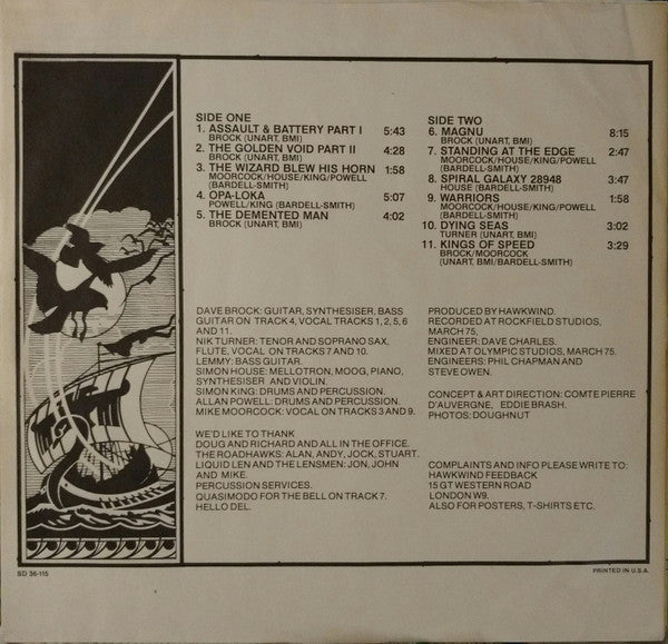 Hawkwind - Warrior On The Edge Of Time - VG LP Record 1975 ATCO USA Original Vinyl & OIS - Psychedelic Rock / Space Rock / Prog Rock / Hard Rock - Shuga Records