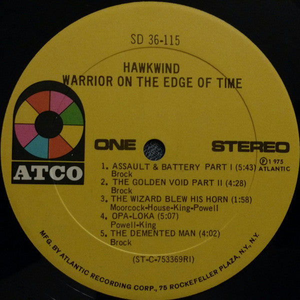 Hawkwind - Warrior On The Edge Of Time - VG LP Record 1975 ATCO USA Original Vinyl & OIS - Psychedelic Rock / Space Rock / Prog Rock / Hard Rock - Shuga Records