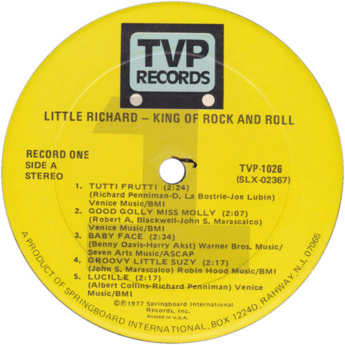 Little Richard - King Of Rock'N'Roll - VG+ 2 LP Record 1977 TVP USA Vinyl - Soul / Funk / Rhythm & Blues - Shuga Records