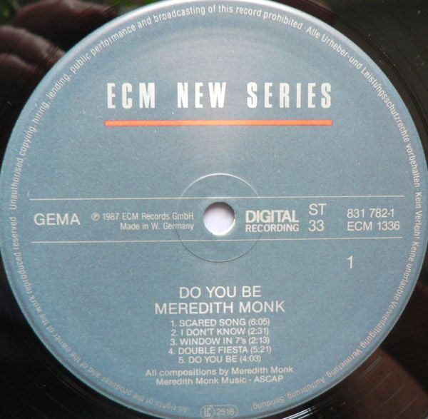 Meredith Monk - Do You Be - Mint- LP Record 198 ECM Germany Vinyl