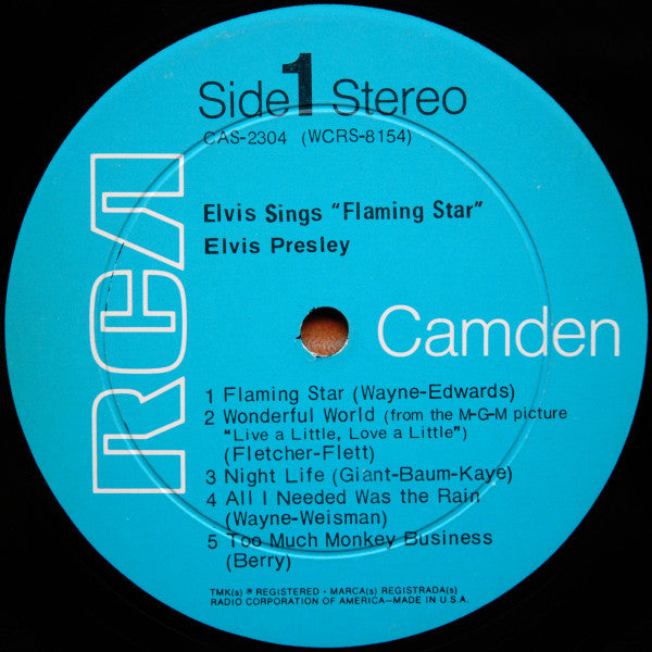 Elvis Presley - Elvis Sings "Flaming Star" (1968) - VG+ LP Record 1969 RCA Camden USA Stereo Vinyl - Rock & Roll / Soundtrack - Shuga Records