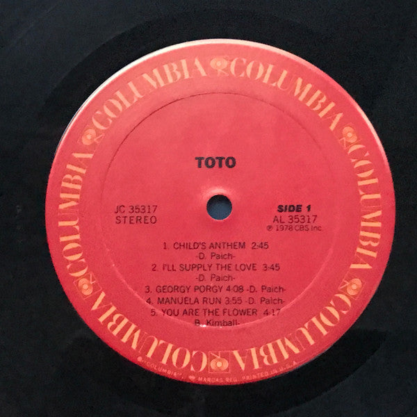Toto - Toto - VG+ LP Record 1978 Columbia USA Original Vinyl - Pop Rock / Classic Rock - Shuga Records