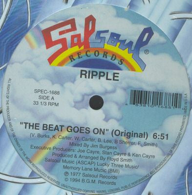 Ripple / Skyy – The Beat Goes On / Call Me (1977) - VG+ 12" Single Record 1994 Salsoul USA Vinyl - Disco / Funk