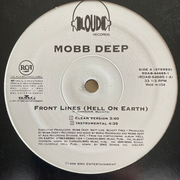 Mobb Deep - Front Lines (Hell On Earth) - VG+ 12" Single Record 1996 Loud RCA BMG USA Promo Vinyl - Hip Hop / Boom Bap - Shuga Records