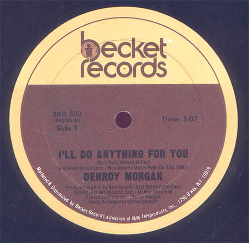 Denroy Morgan - I'll Do Anything For You - VG+ 12" Single 1981 Becket USA Vinyl - Disco / Boogie - Shuga Records