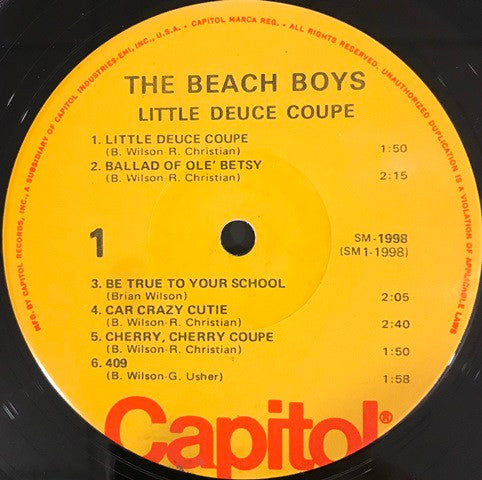 The Beach Boys - Little Deuce Coupe (1963) - VG+ LP Record 1976 Capitol USA Vinyl - Surf Rock / Pop Rock - Shuga Records