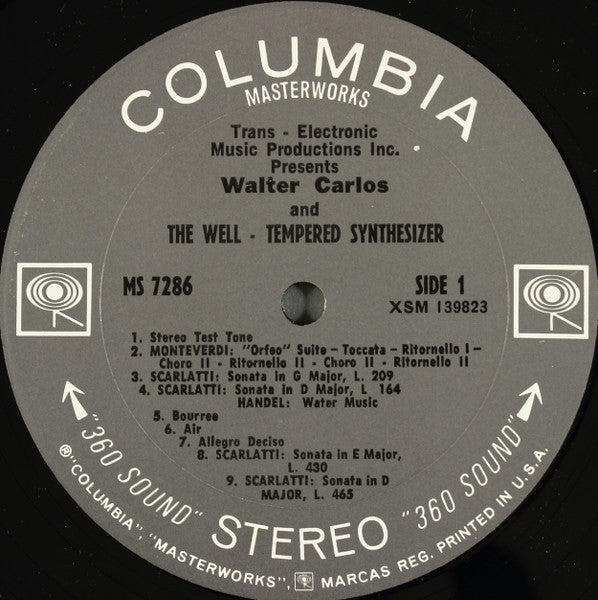 Walter Carlos ‎– The Well-Tempered Synthesizer - Mint- LP Record 1969 Columbia USA 360 Vinyl - Modern Classical / Experimental / Electronic - Shuga Records