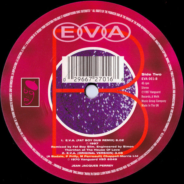 Jean Jacques Perrey - E.V.A. - VG+ 12" Single Record 1997 Vanguard UK Vinyl - Electronic / Big Beat / Experimental - Shuga Records