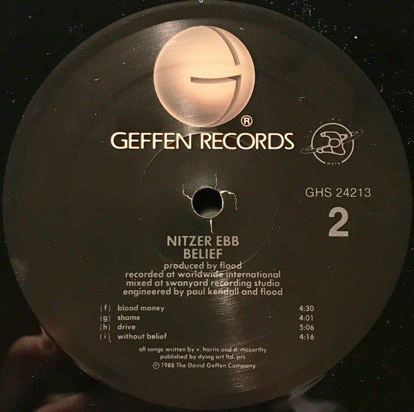 Nitzer Ebb - Belief - VG- (Low Grade) LP Record 1989 Geffen Vinyl - Electronic / Industrial / EBM - Shuga Records