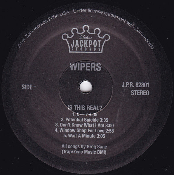 Wipers - Is This Real? (1979) - VG+ LP Record 2014 Jackpot Vinyl - Alternative Rock / Punk - Shuga Records