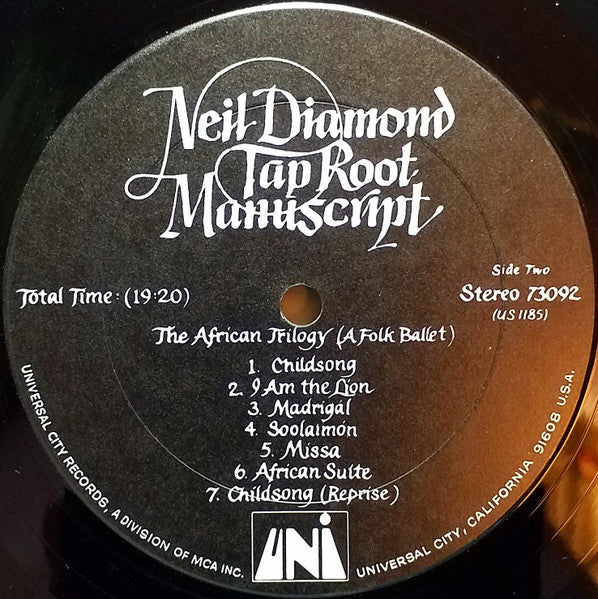 Neil Diamond - Tap Root Manuscript - VG+ LP Record 1970 UNI USA Vinyl, OIS & Booklet - Soft Rock / Folk Rock - Shuga Records