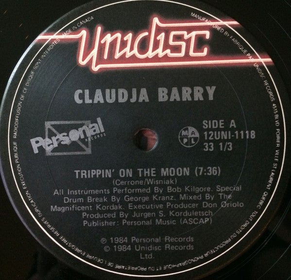 Claudja Barry - Tripping On The Moon - Mint- 12" Single Record 1984 Unidisc Canada Vinyl - Disco / Synth-pop / Hi NRG - Shuga Records