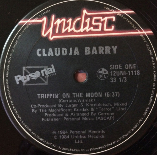Claudja Barry - Tripping On The Moon - Mint- 12" Single Record 1984 Unidisc Canada Vinyl - Disco / Synth-pop / Hi NRG - Shuga Records