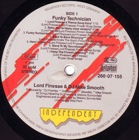 Lord Finesse & DJ Mike Smooth - VG+ LP Record 1990 Bellaphon Germany Original RARE Vinyl - Hip Hop / Boom Bap / Conscious - Shuga Records