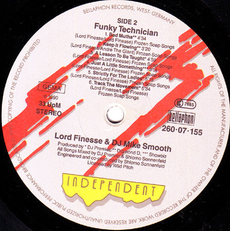 Lord Finesse & DJ Mike Smooth - VG+ LP Record 1990 Bellaphon Germany Original RARE Vinyl - Hip Hop / Boom Bap / Conscious - Shuga Records