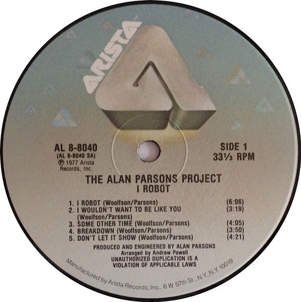 The Alan Parsons Project - I Robot - VG+ LP Record 1977 Arista USA Vinyl - Pop Rock / Prog Rock - Shuga Records