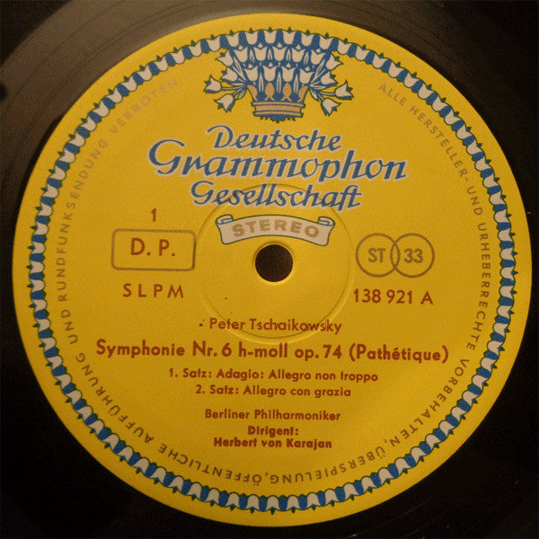Herbert von Karajan - Tchaikovsky Symphonie Nr. 6 Pathétique - Mint- LP Record 1964 Deutsche Grammophon Original Press Red Stereo Tulip Label Vinyl - Classical - Shuga Records