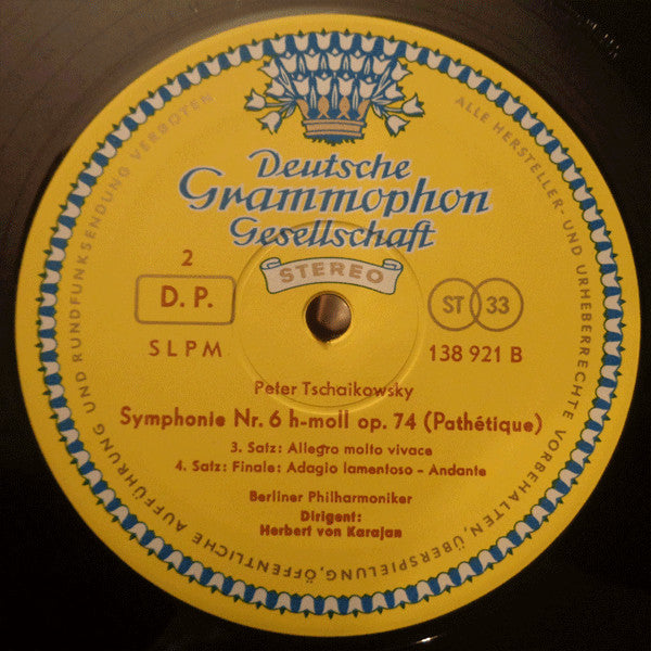Herbert von Karajan - Tchaikovsky Symphonie Nr. 6 Pathétique - Mint- LP Record 1964 Deutsche Grammophon Original Press Red Stereo Tulip Label Vinyl - Classical - Shuga Records
