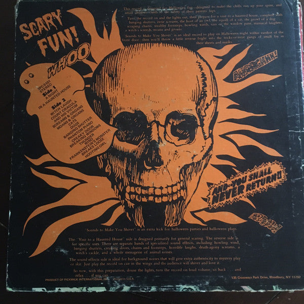 No Artist - Sounds To Make You Shiver - VG LP Record 1974 Pickwick USA Vinyl - Holiday / Halloween / Special Effects - Shuga Records