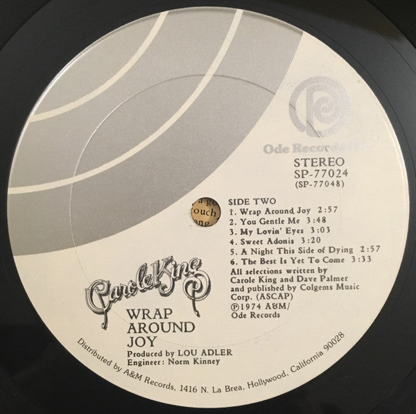 Carole King - WWrap Around Joy - Mint- LP Record 1974 Ode USA Original Press Gold Stamp Promo Vinyl - Pop Rock / Soft Rock / Folk Rock - Shuga Records