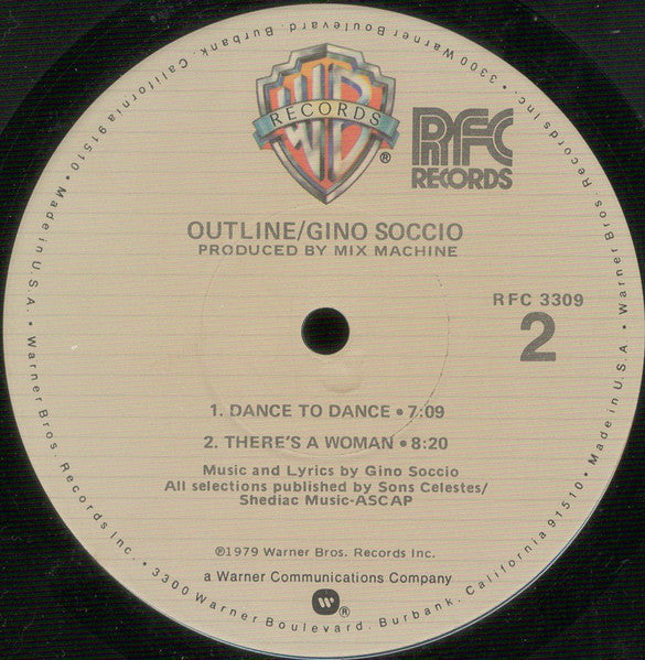 Gino Soccio - Outline - VG+ LP Record 1979 Warner RFC USA Original Vinyl - Disco / Funk - Shuga Records