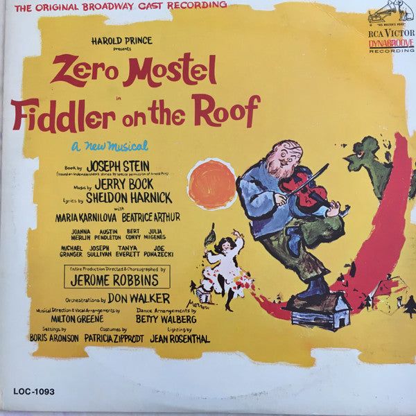 Original Broadway Cast / Jerry Bock / Zero Mostel - Fiddler On The Roof - New LP Record 1964 RCA Victor USA Mono Original Vinyl - Musical / Soundtrack - Shuga Records