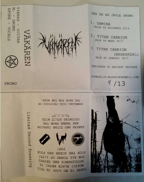 Väkären – Promo 2017 - New Cassette 2017 Disease Ov Mourning Tape & Numbered - Depressive Black Metal - Shuga Records