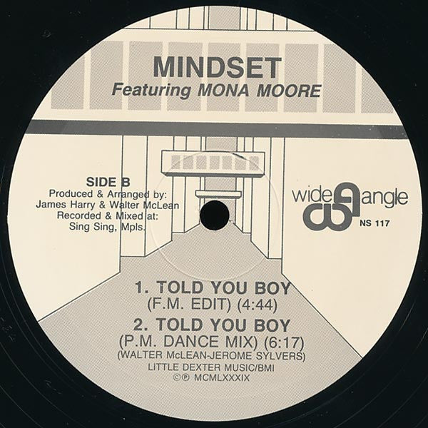 Mindset Featuring Mona Moore - Told You Boy - VG+ 12" Single Record 1989 Wide Angle USA Vinyl - House / Freestyle - Shuga Records