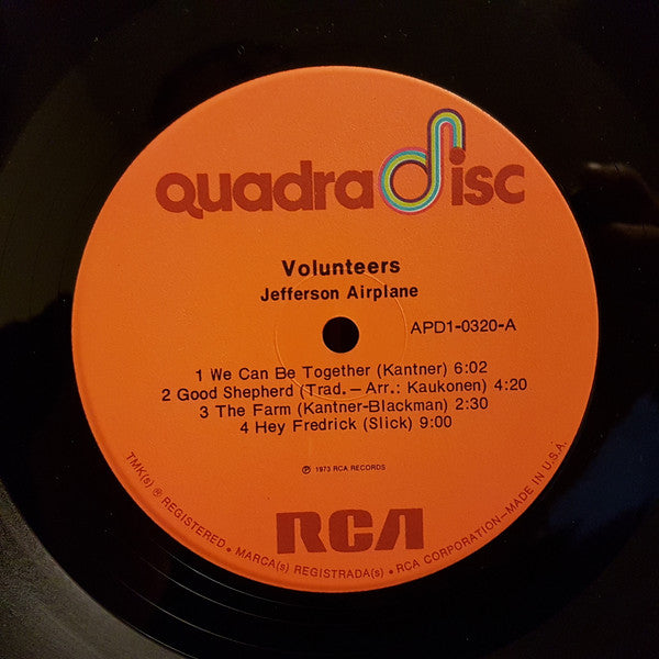 Jefferson Airplane - Volunteers - VG+ LP Record 1973 RCA USA Quadraphonic Vinyl - Psychedelic Rock / Classic Rock - Shuga Records