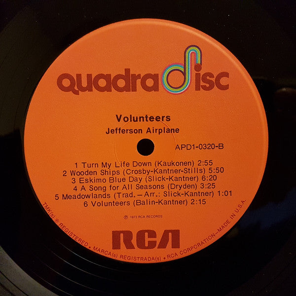 Jefferson Airplane - Volunteers - VG+ LP Record 1973 RCA USA Quadraphonic Vinyl - Psychedelic Rock / Classic Rock - Shuga Records