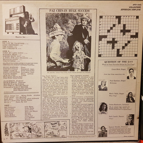 Jefferson Airplane - Volunteers - VG+ LP Record 1973 RCA USA Quadraphonic Vinyl - Psychedelic Rock / Classic Rock - Shuga Records